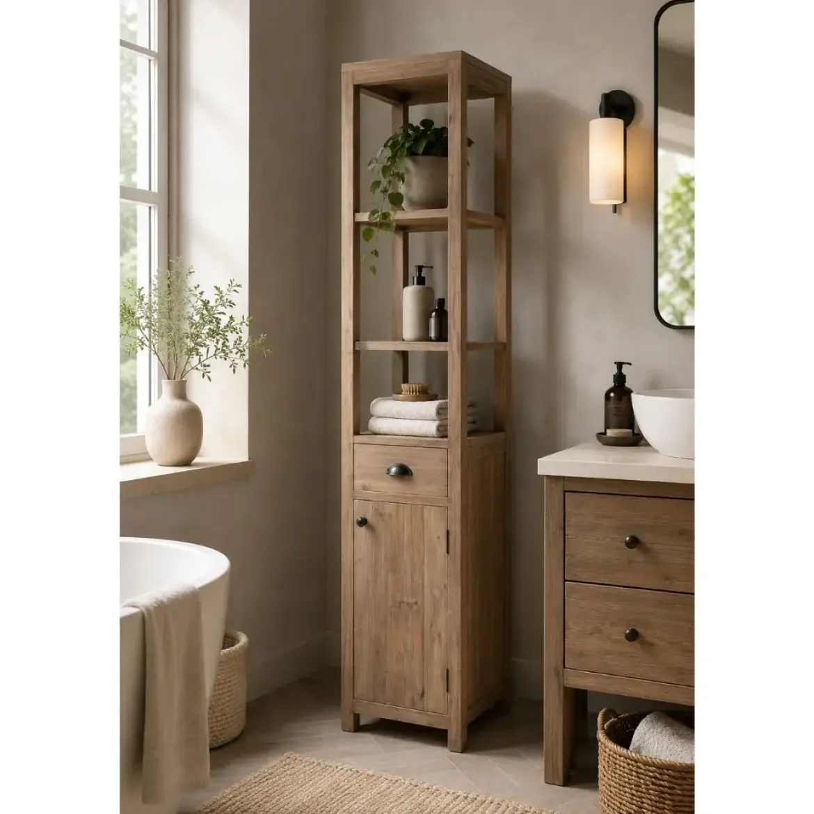 Mueble de Baño de Madera Reciclada y Pino MB-225999