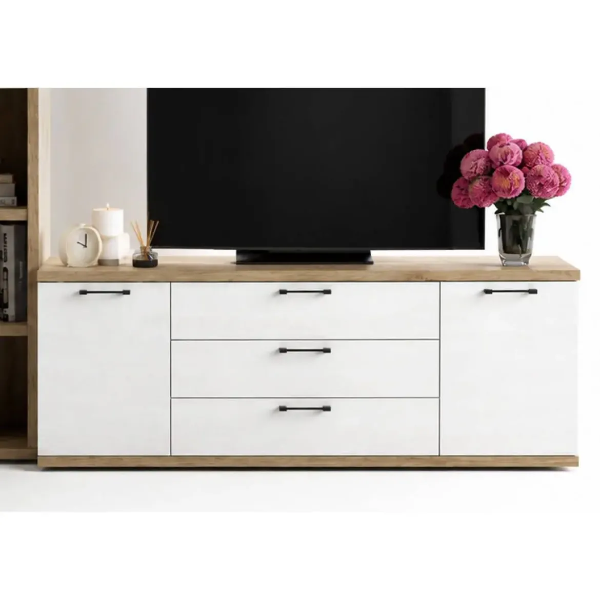 Mueble de Salón 260 cm en Roble Natural y Polar KRONOS.5 N 620