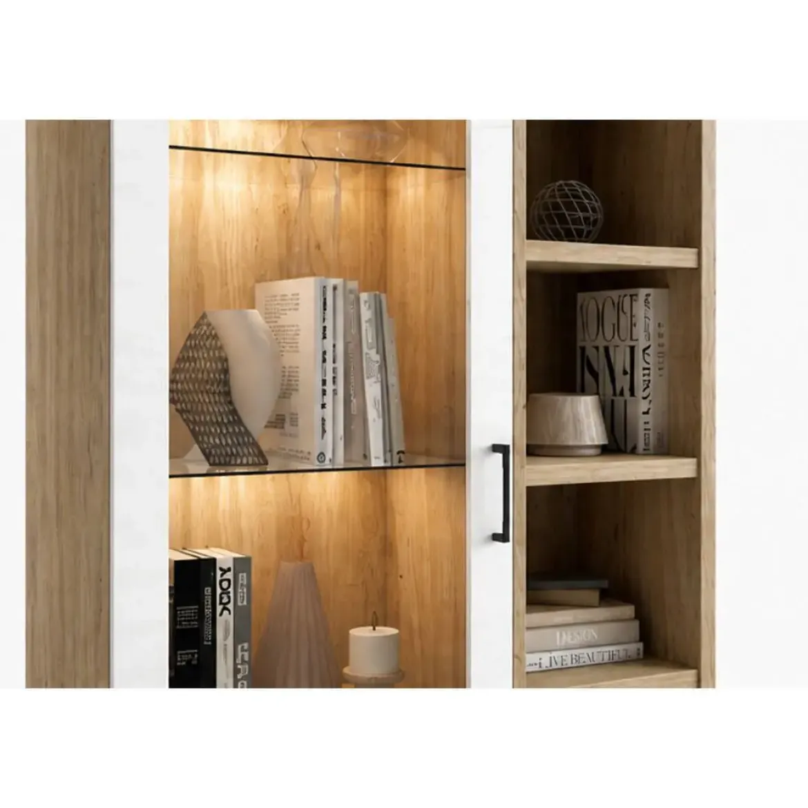 Mueble de Salón 260 cm en Roble Natural y Polar KRONOS.5 N 620