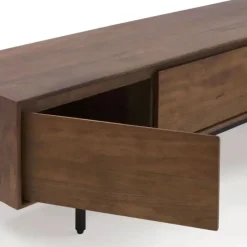 Mueble de televisiónde 3 puertas lisas de madera de mango natural con patas de metal GABAR 10822