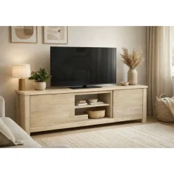 Mueble de TV Acacia Natural 2 Puertas 160 cm MB-209026