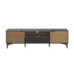 Mueble de TV Chapado en Fresno Natural con Cajón Negro GABAR 10976