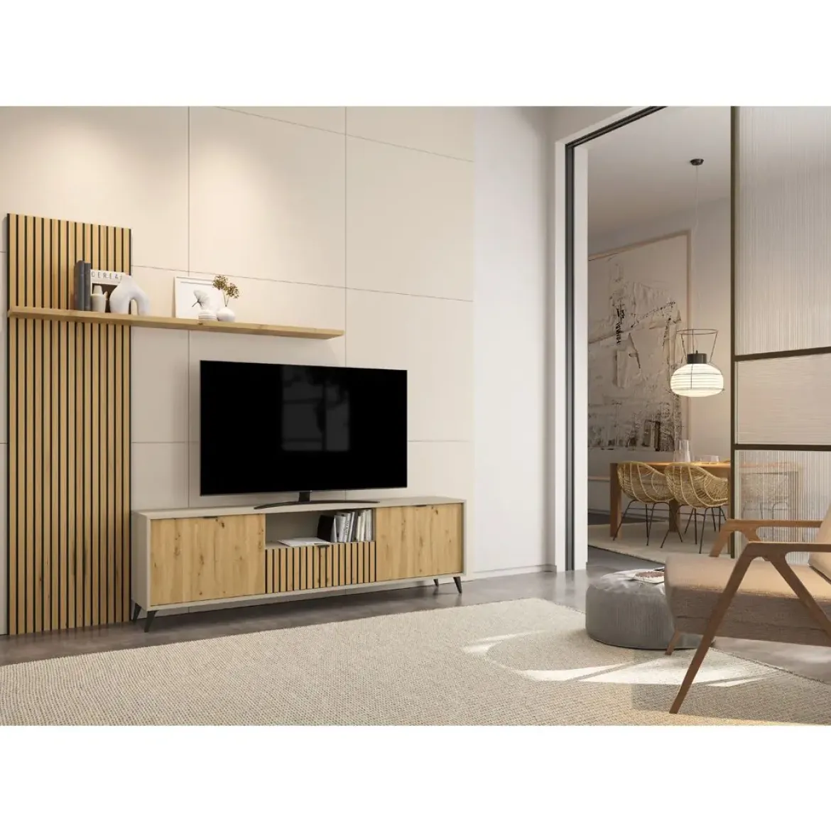 Mueble de TV 200 cm Gris Coco-Amazonas TEIDE