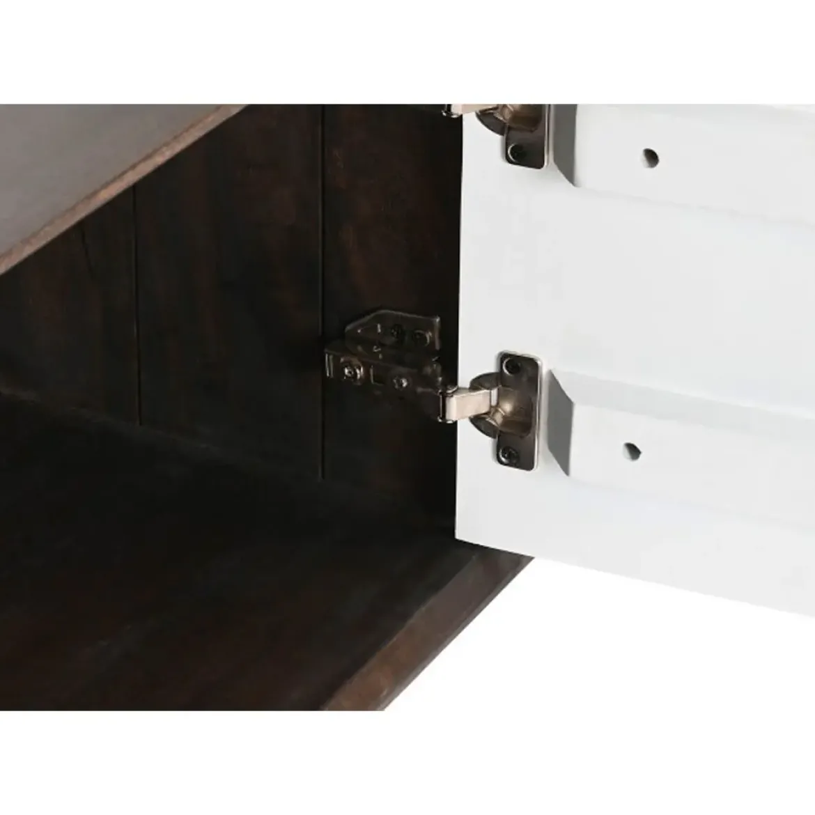 Mueble de TV con 2 Puertas y 2 Huecos Color Marrón Oscuro y Blanco MB-206313