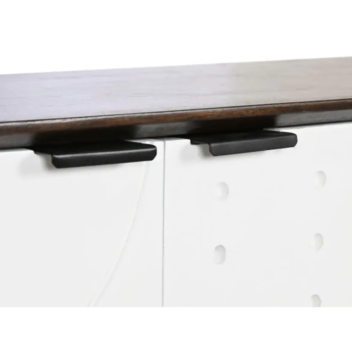 Mueble de TV con 2 Puertas y 2 Huecos Color Marrón Oscuro y Blanco MB-206313