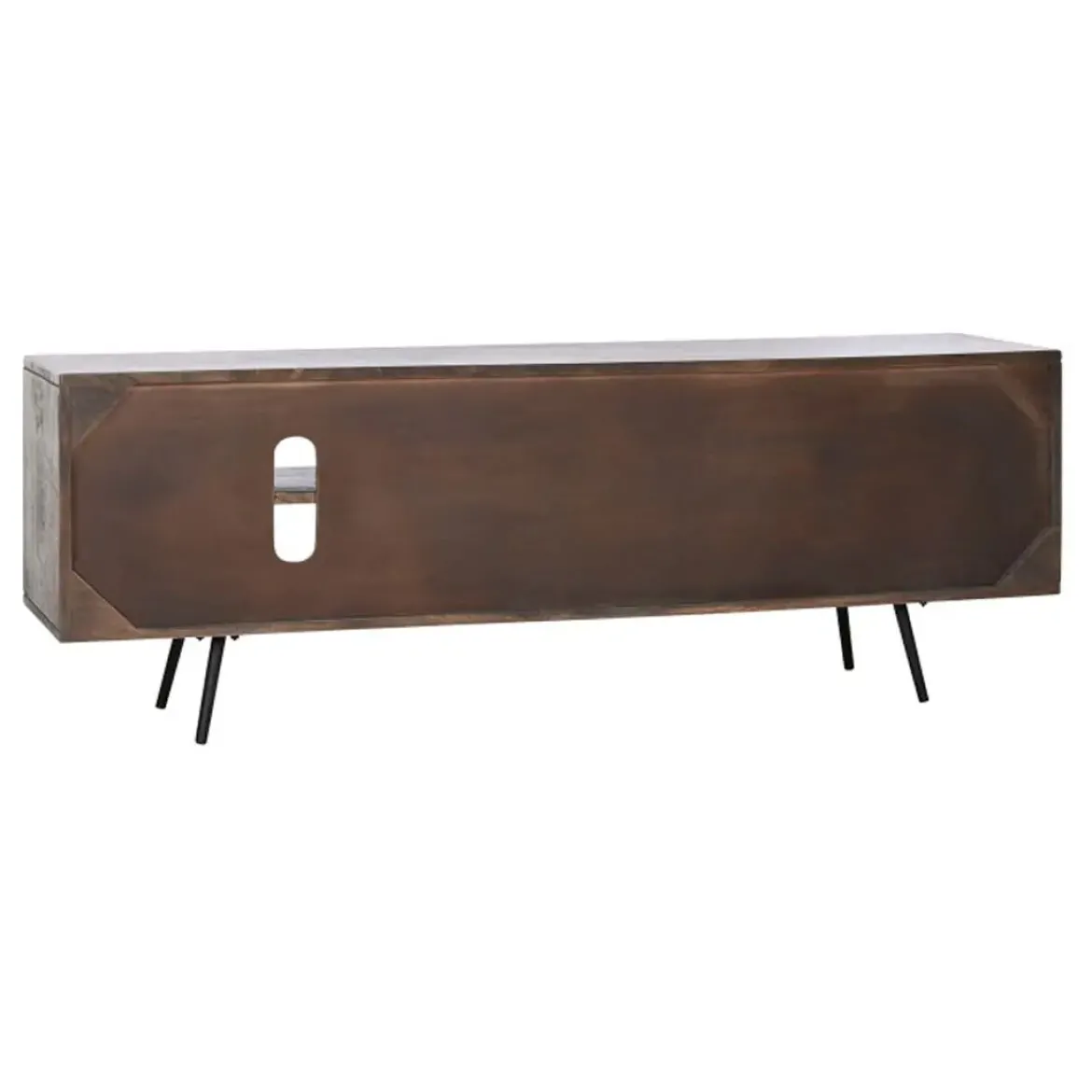 Mueble de TV con 2 Puertas y 2 Huecos Color Marrón Oscuro y Blanco MB-206313