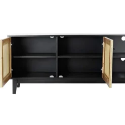 Mueble de TV de Abeto Color Negro y Ratán MB-193520