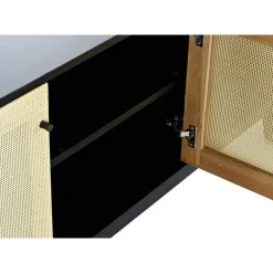 Mueble de TV de Abeto Color Negro y Ratán MB-193520