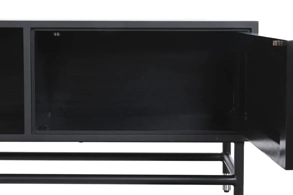 Mueble de TV de Estructura en Hueso y Resina Taracea Negro MB-202090