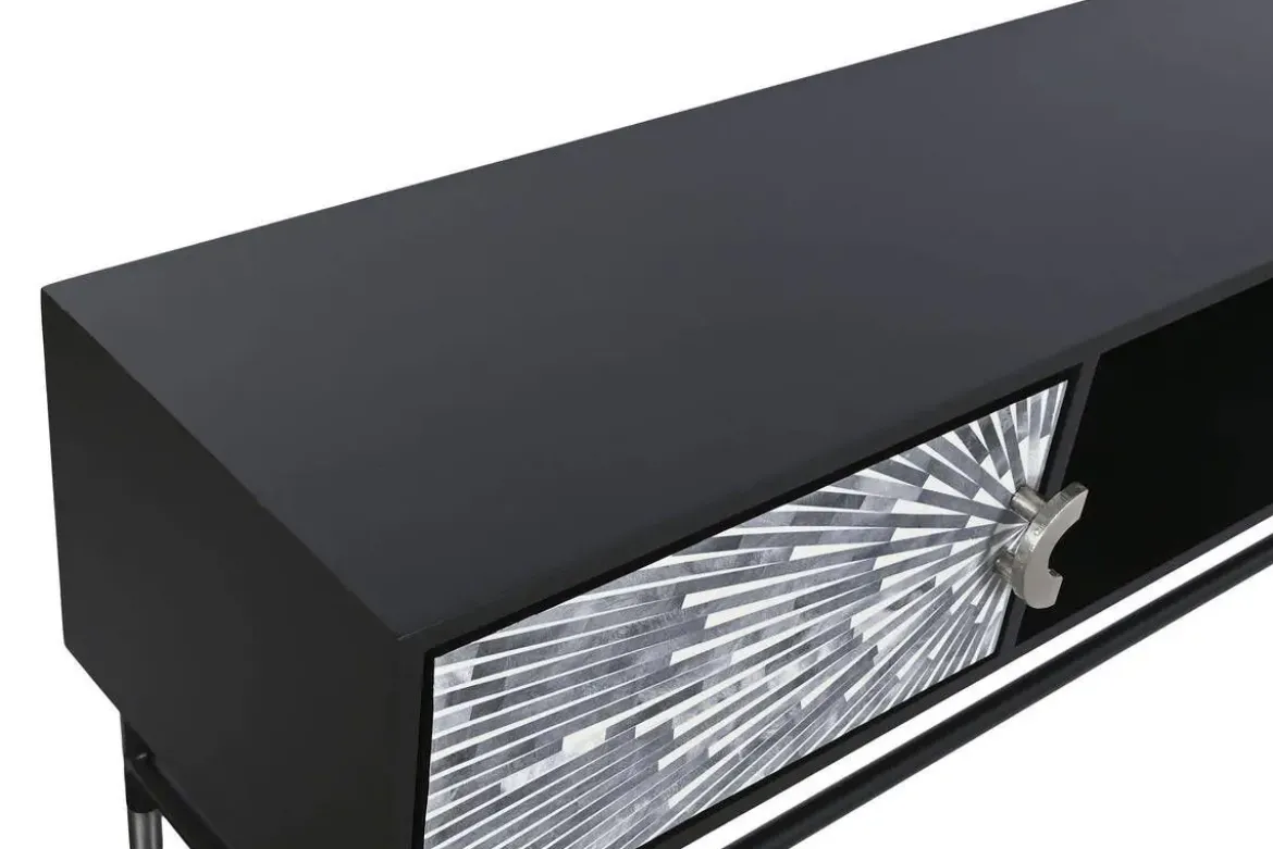 Mueble de TV de Estructura en Hueso y Resina Taracea Negro MB-202090