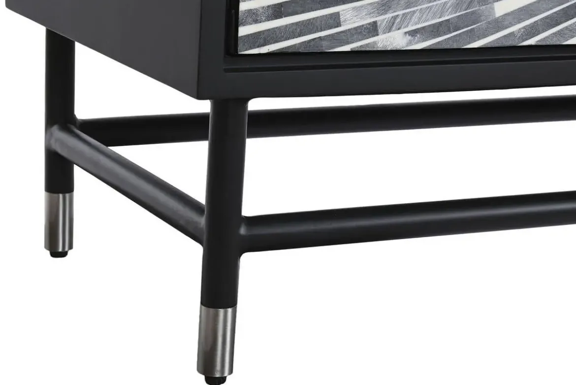 Mueble de TV de Estructura en Hueso y Resina Taracea Negro MB-202090