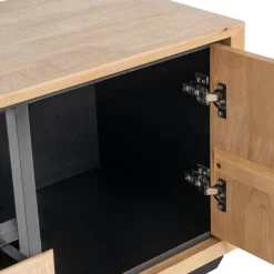 Mueble de TV de Madera de Caucho y Metal Negro 615686