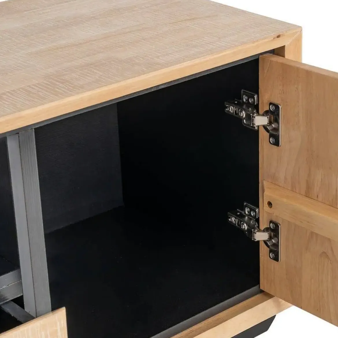 Mueble de TV de Madera de Caucho y Metal Negro 615686