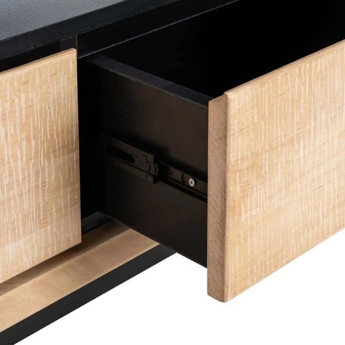 Mueble de TV de Madera de Caucho y Metal Negro 615686