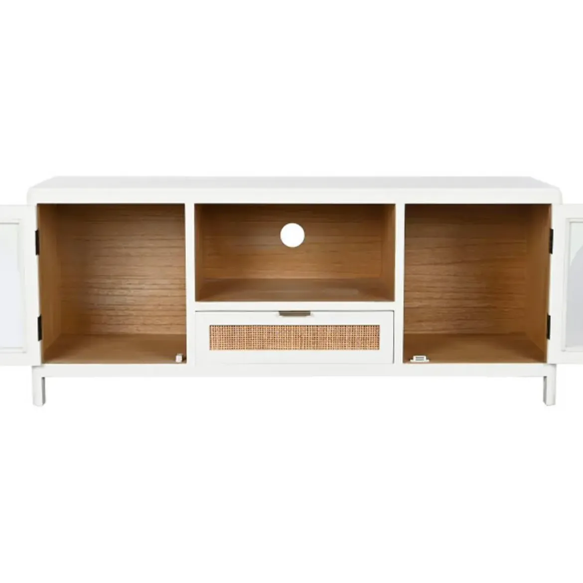 Mueble de TV de Madera de Paulownia y Cristal MB-210685