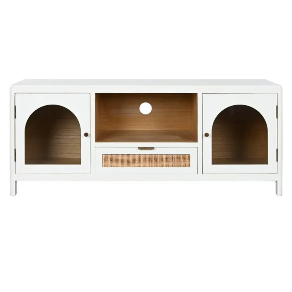 Mueble de TV de Madera de Paulownia y Cristal MB-210685