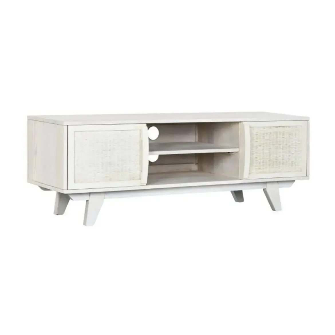 Mueble de TV de 2 Puertas y 2 Huecos Color Blanco Roto MB-215068