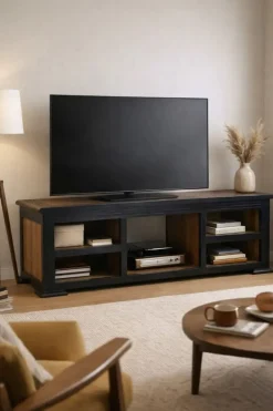 Mueble de TV en Madera de Acacia Marrón Oscuro MB-197179