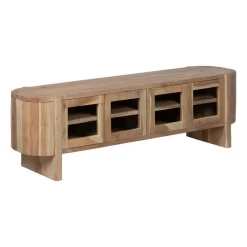 Mueble de TV en Madera Natural con Puertas y Patas Elevadas 180 cm 612846