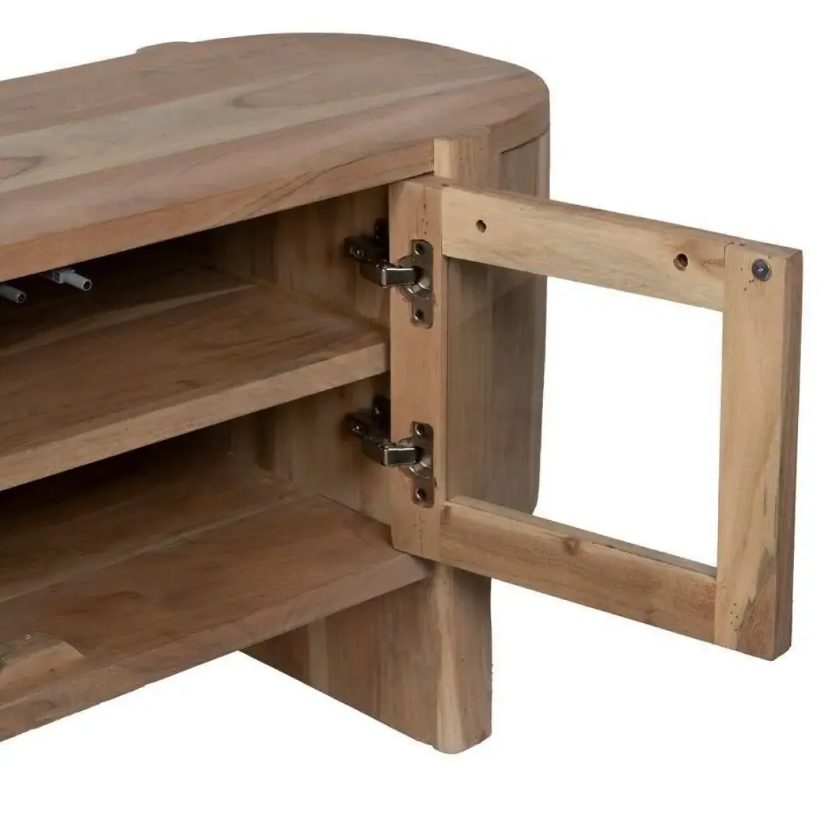 Mueble de TV en Madera Natural con Puertas y Patas Elevadas 180 cm 612846