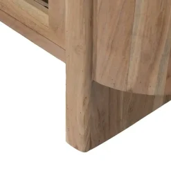 Mueble de TV en Madera Natural con Puertas y Patas Elevadas 180 cm 612846