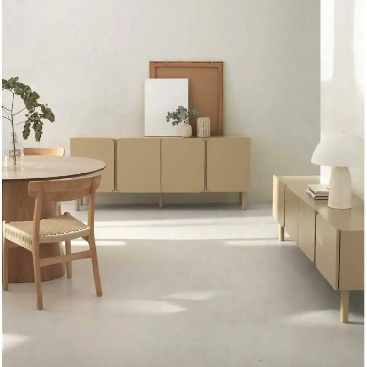 Mueble de TV en MDF Beige Arena con Cantos Redondos GABAR 11526