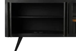 Mueble de TV Estructura de Madera de Mango y Ratán Negro MB-194539