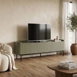 Mueble de TV Lacado con 4 Puertas y Patas de Acero WILLA