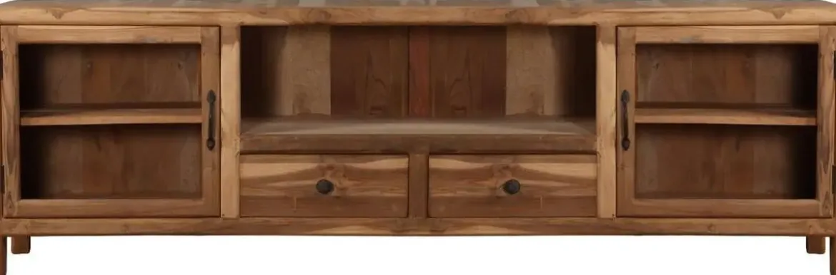 Mueble de TV Madera Teca Reciclada con Cristal MB-227231