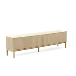 Mueble de TV MDF Beige Arena con Puertas Acanaladas GABAR 11518