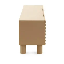 Mueble de TV MDF Beige Arena con Relieve Ondulado GABAR 11522