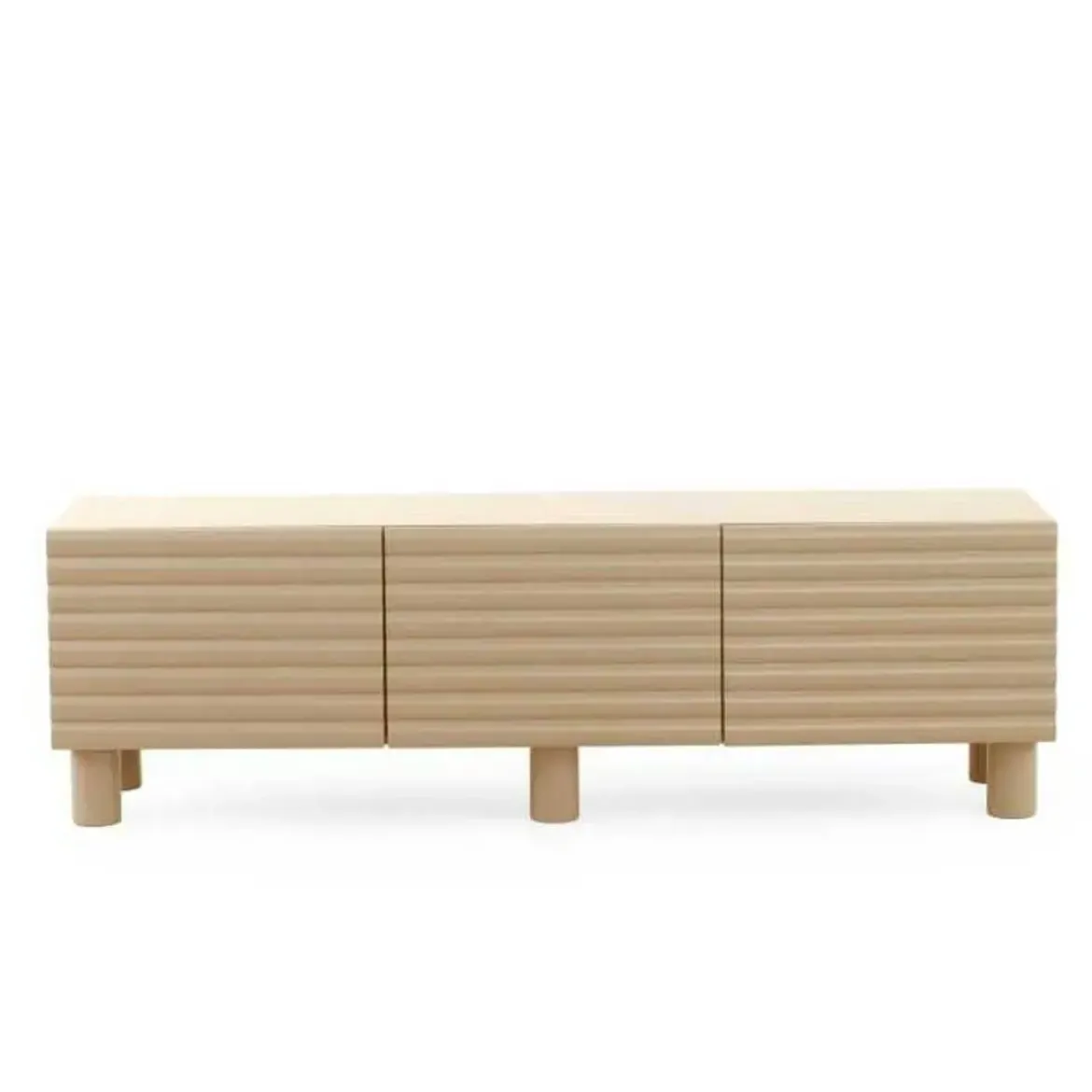 Mueble de TV MDF Beige Arena con Relieve Ondulado GABAR 11522