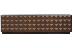 Mueble de TV Negro MDF con 4 Puertas Diseño Rombos en Relieve MB-217313