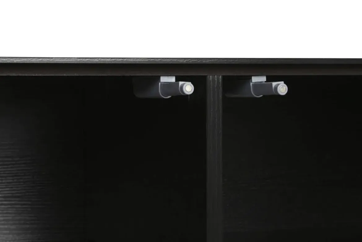 Mueble de TV Negro MDF con 4 Puertas Diseño Rombos en Relieve MB-217313