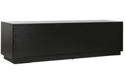 Mueble de TV Negro MDF con 4 Puertas Diseño Rombos en Relieve MB-217313