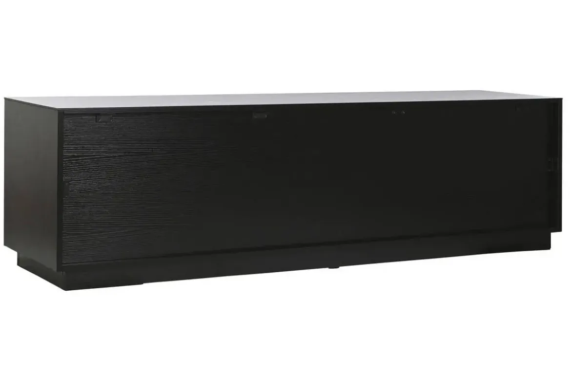 Mueble de TV Negro MDF con 4 Puertas Diseño Rombos en Relieve MB-217313