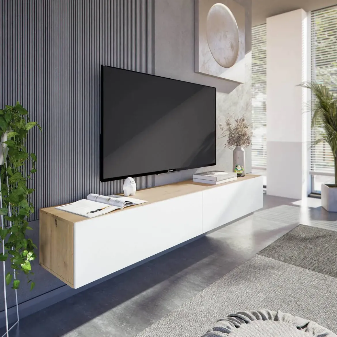 Mueble de TV Suspendido con 2 Puertas Abatibles KAWAY 016601W