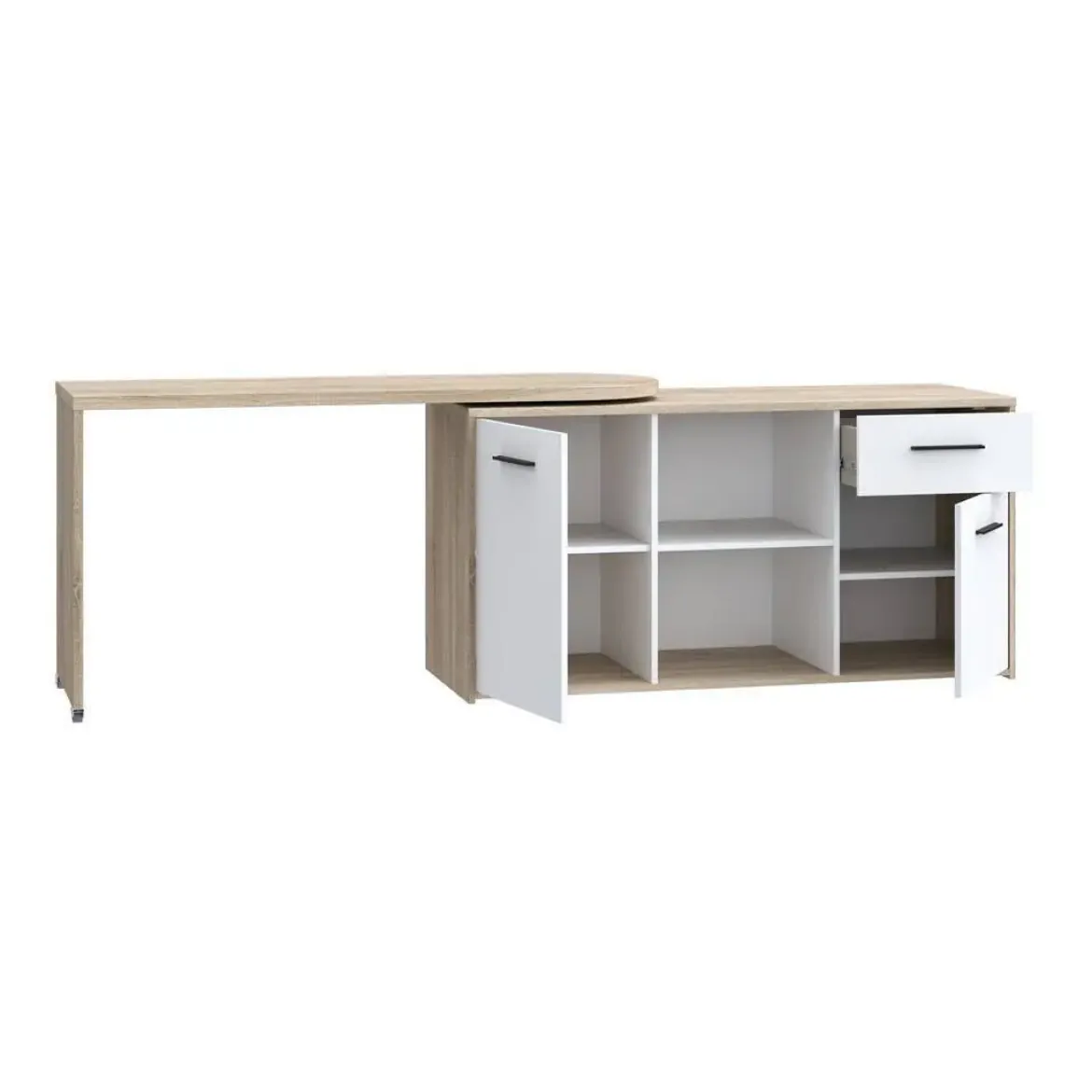 Mueble Multifuncional con Mesa Giratoria 180º y Ruedas A7