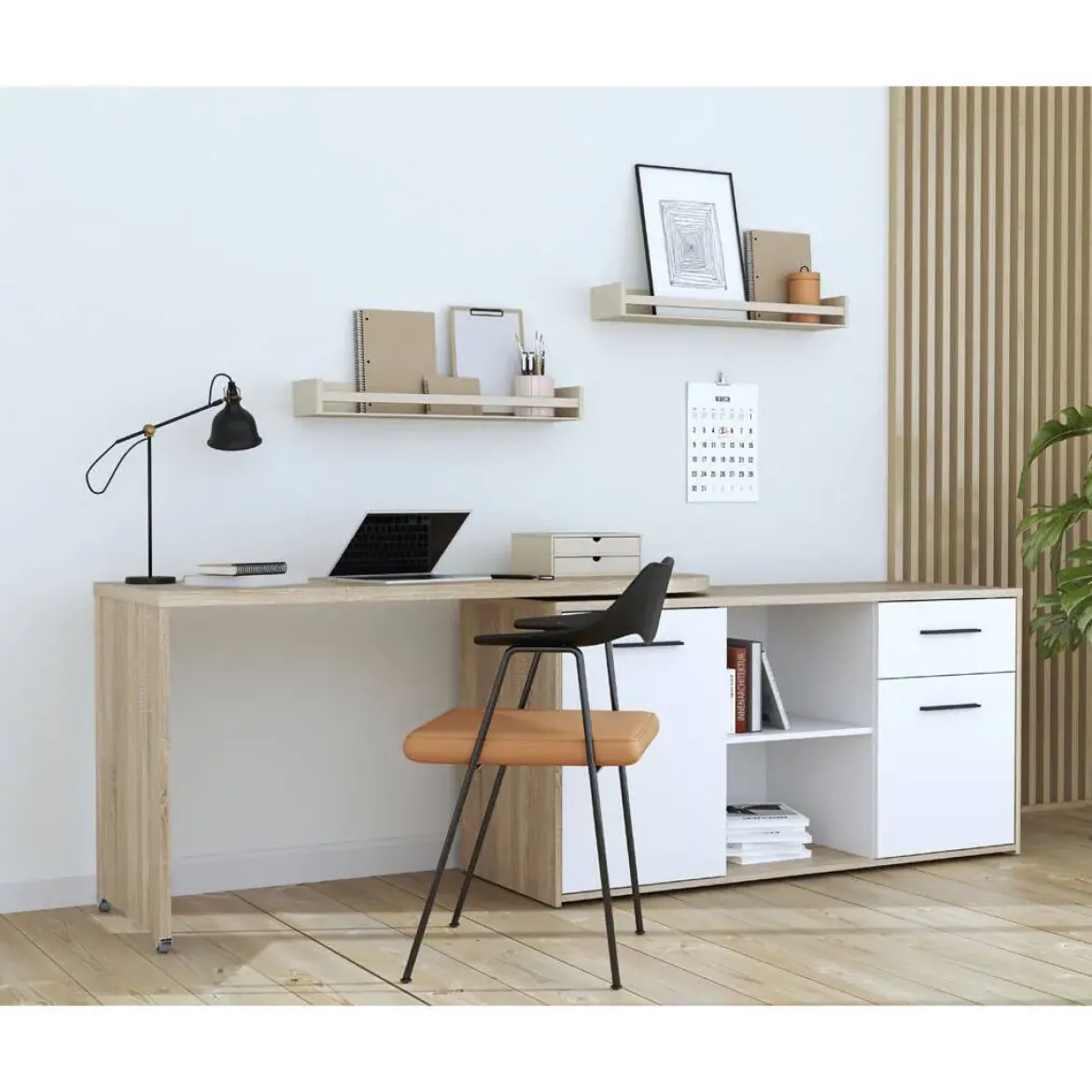 Mueble Multifuncional con Mesa Giratoria 180º y Ruedas A7