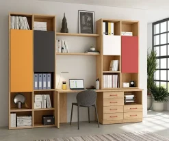 Mueble para Oficina LIDER GO 278 Acabado en Bambú/Mostaza/Grafito