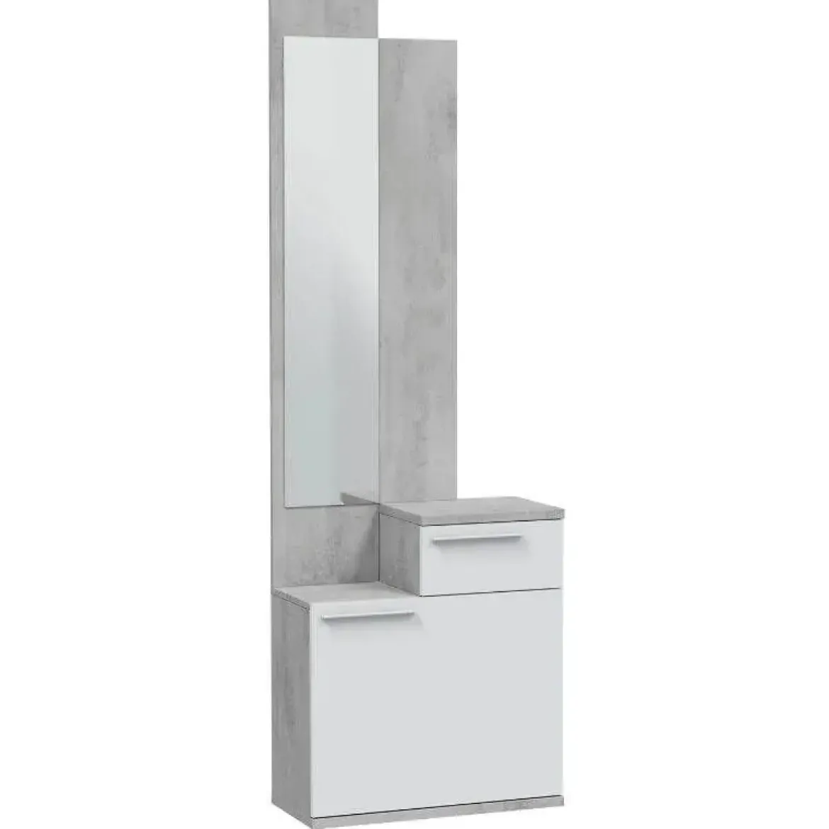 Mueble Recibidor con Espejo color Cemento y Blanco Artik KAREN 016745L