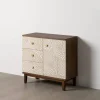 Mueble Recibidor Tallado Blanco y Marrón con 3 Cajones y 1 Puerta 80 cm 613899