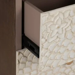 Mueble Recibidor Tallado Blanco y Marrón con 3 Cajones y 1 Puerta 80 cm 613899