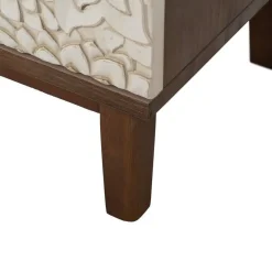Mueble Recibidor Tallado Blanco y Marrón con 3 Cajones y 1 Puerta 80 cm 613899