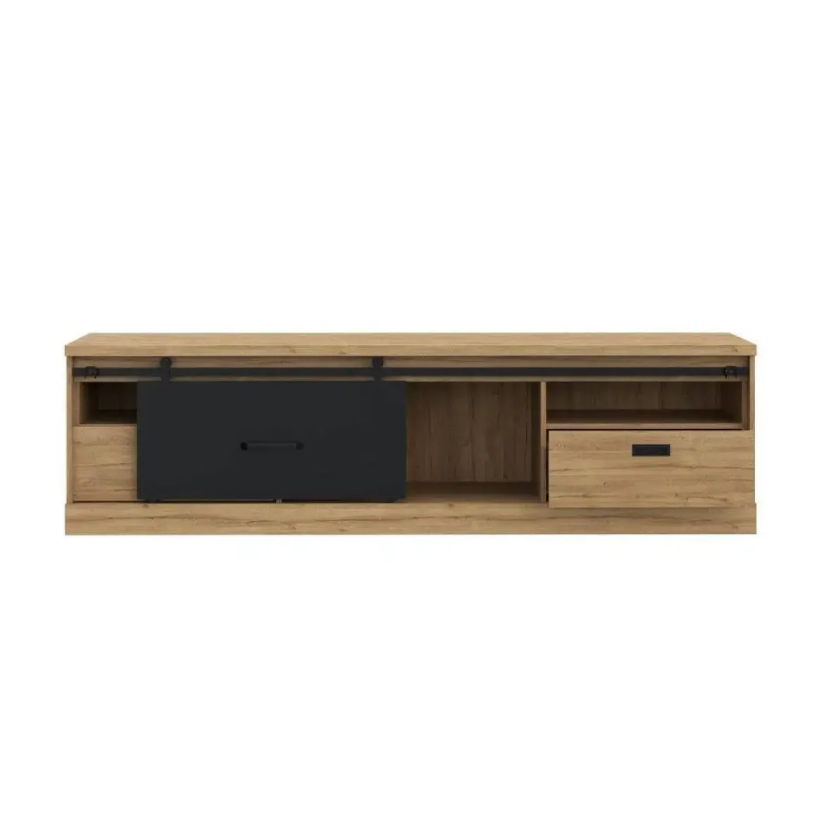 Mueble TV 2 Cajones en Roble Waterford y Negro KASZIMIRO KZMT231-M328