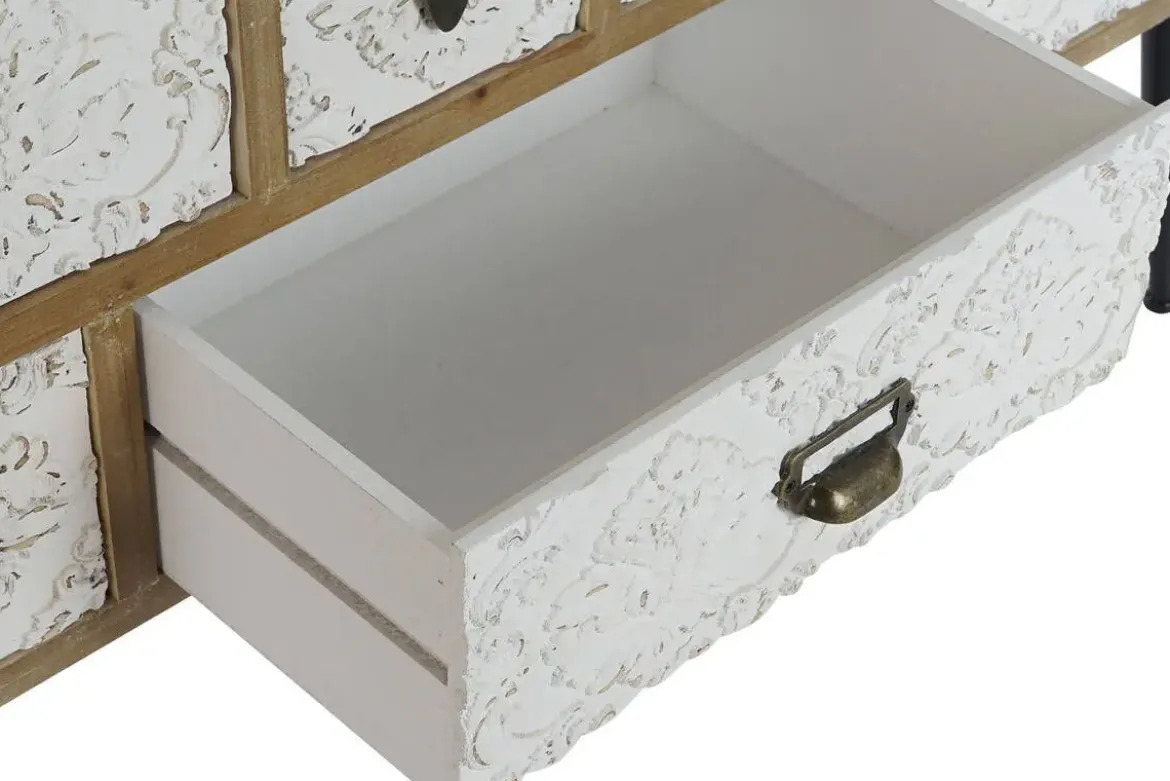 Mueble TV de Abeto Tallado con 8 Cajones y Patas de Metal MB-205965