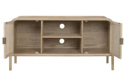 Mueble TV de Abeto y Ratán Natural con 2 Puertas MB-222240