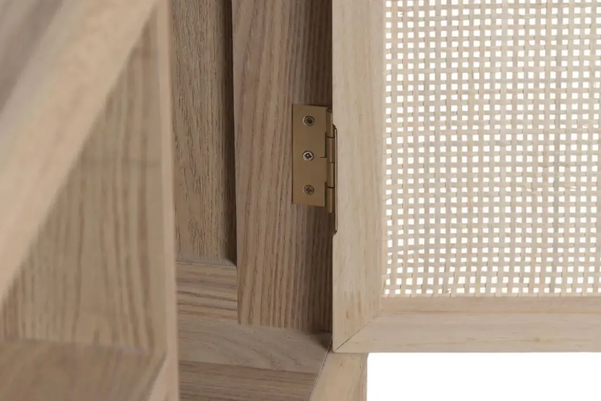 Mueble TV de Abeto y Ratán Natural con 2 Puertas MB-222240