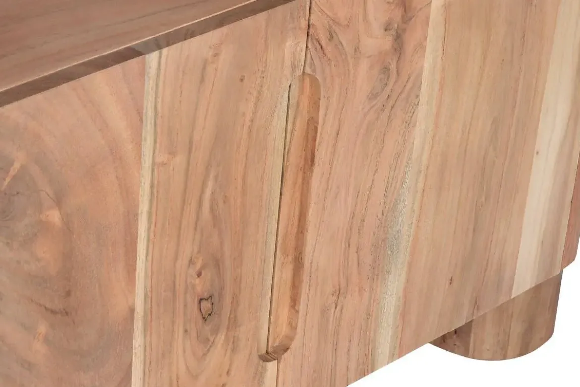 Mueble TV de Acacia con Mármol y Puertas MB-221942