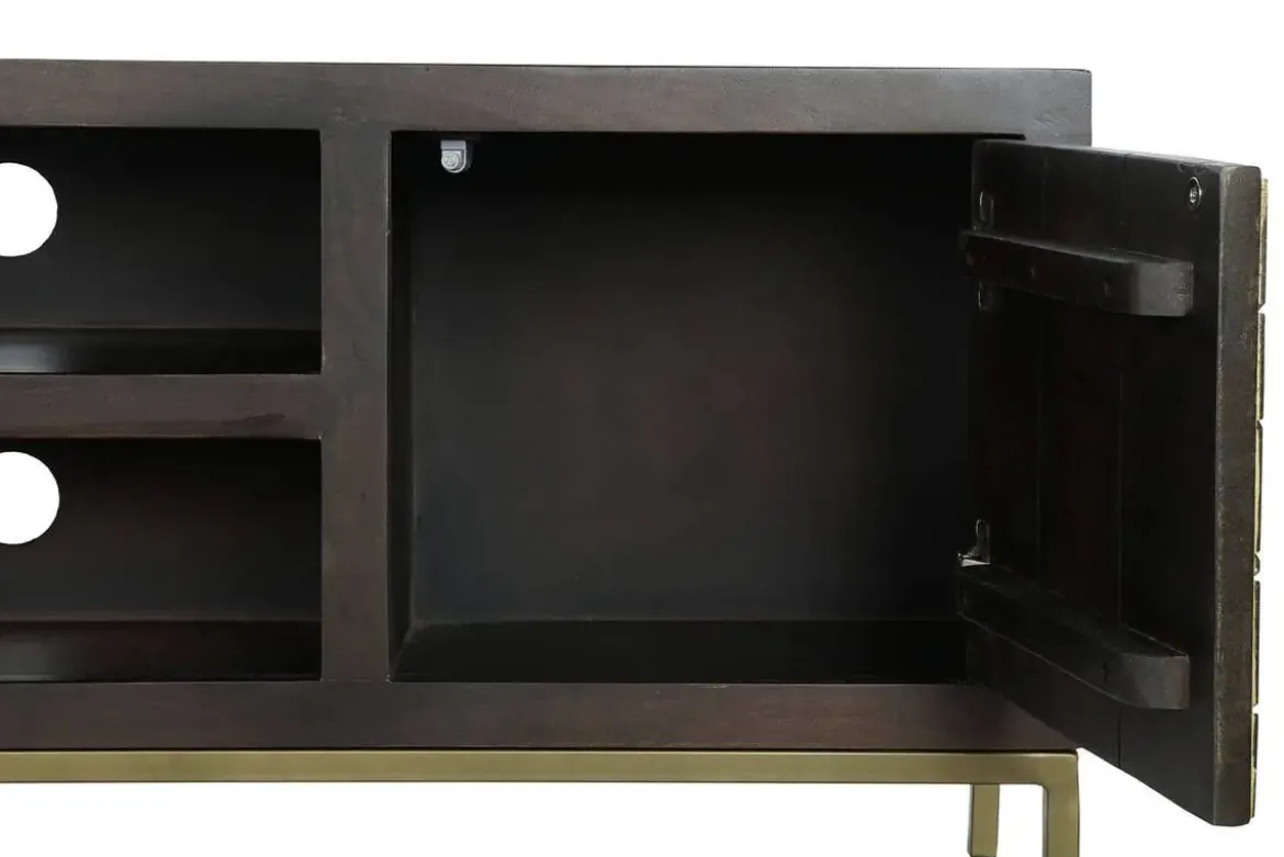 Mueble TV de Acacia con Patas de Metal Marrón MB-207543
